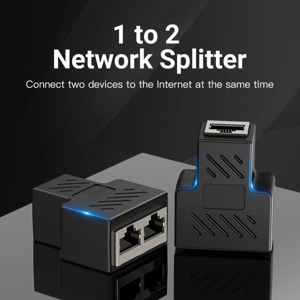 1pc Network Cable RJ45 Splitter Docking Plug Adapters Network Connector Extender LAN 1 To 2 Ways Female Ethernet Cable Coupler