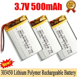 Lipo 3.7V 303450 Li-polymer Battery 500mAh Li Po Lithium Batteries Rechargeable Li-ion Cell for DVD Driving Recorder GPD Monitor