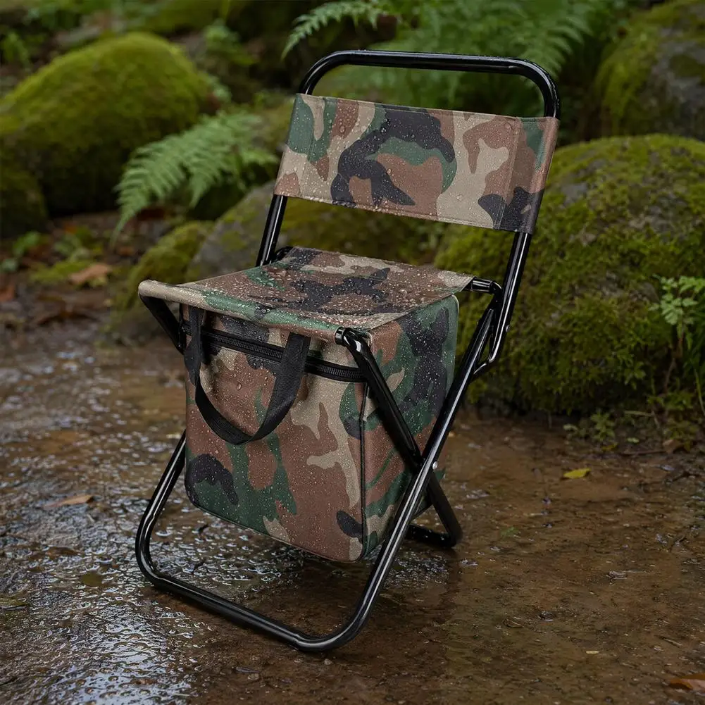Portable Folding Chair with Storage Bag Collapsible Backrest Fishing Stool Lightweight Seat for Camping Picnic Beach