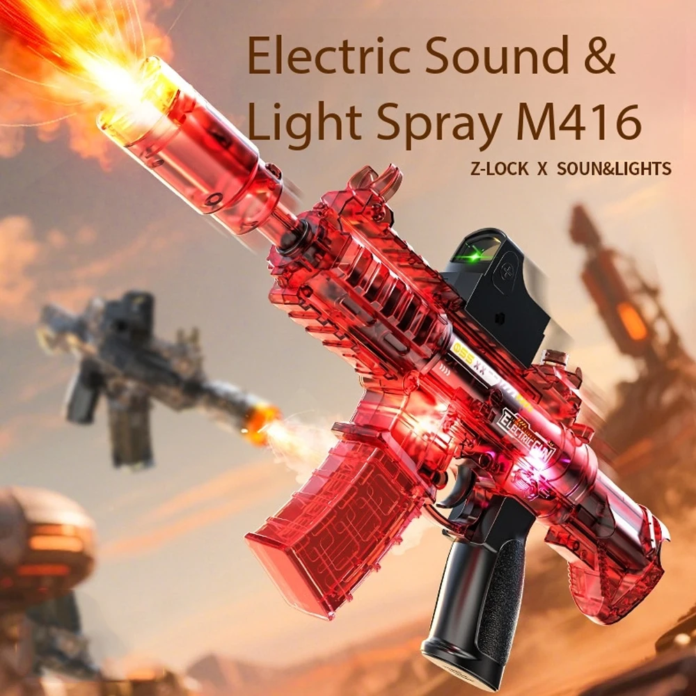 Eight tone gun AK firelight M146 linkage electric sound light spray gun vibration telescopic boy simulation Eight tone gun smoke