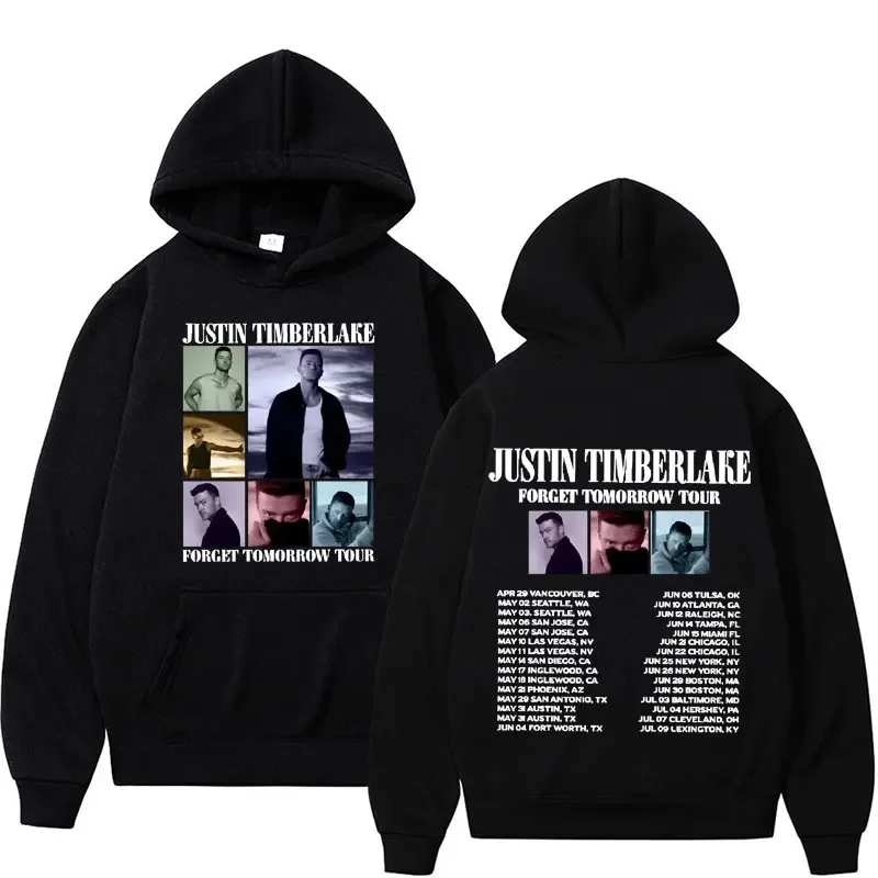 

2024 Justin Timberlake Tour Hoodie Forget Tomorrow World Tour Graphic Hoodies Men's Vintage Hip Hop Oversized Sweatshirts Unisex