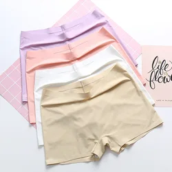 Summer new style ice silk ladies breathable four-corner boxer shorts solid color cotton file anti-empty safety pants women