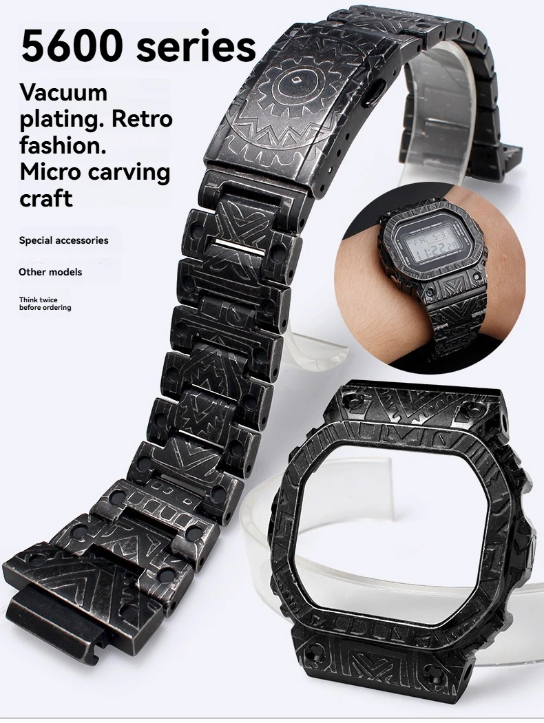 DW5600 Stainless Steel Bezel Strap, Quick Release Metal Mod Kit, Retrofit Watch Case Band Replacement For Casio G-Shock DW-5600