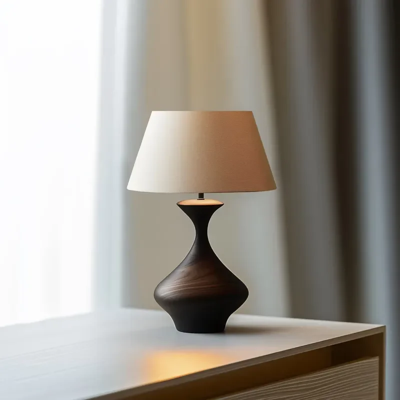 Nordic modern simple solid wood fabric desk lamp high-end texture home decoration bedroom bedside lamp living room study