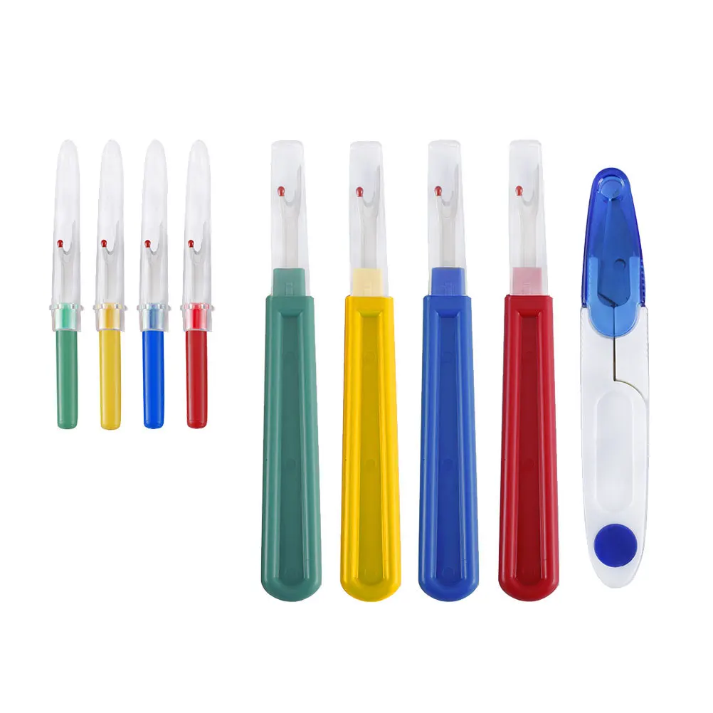 9 قطعة التماس الممزق غرزة Unpicker عدة مقبض بلاستيكي شفرة معدنية أدوات التطريز قطّاعة سن اللولب مزيل الخياطة للمنزل Diy بها بنفسك #5