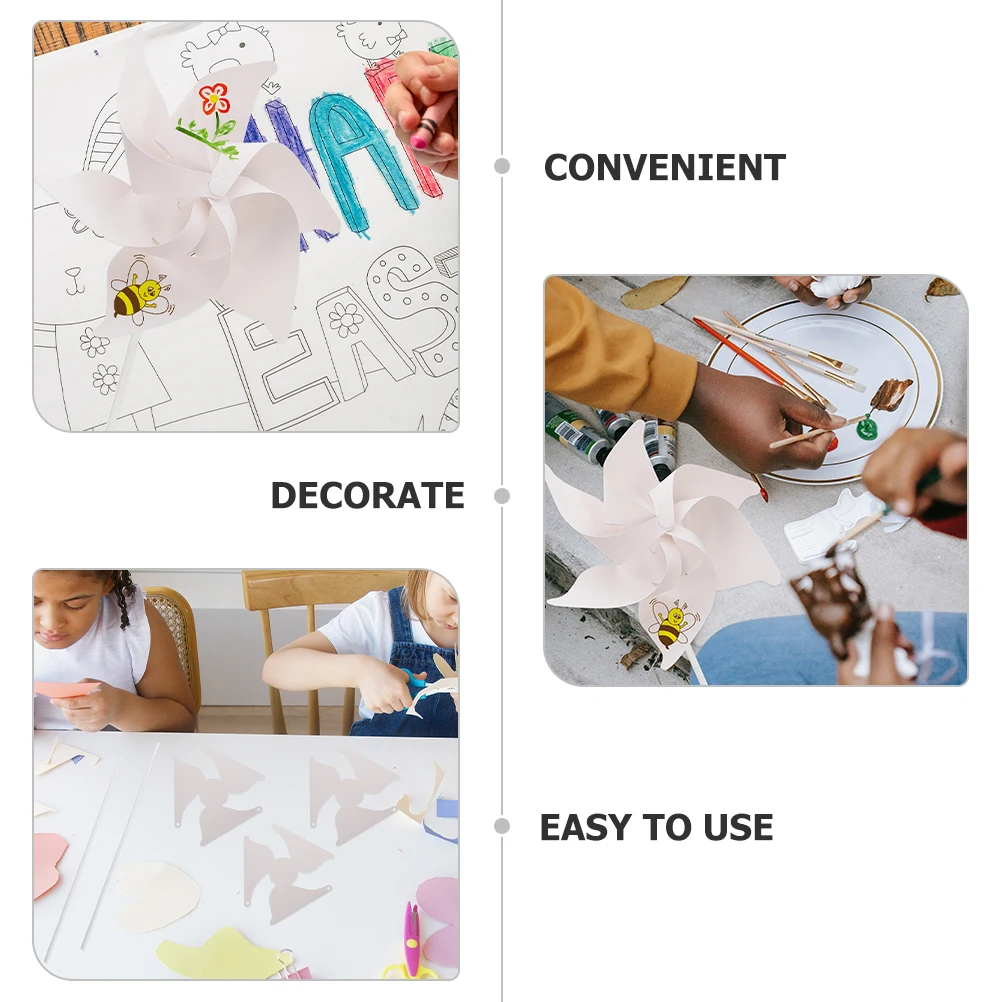 

20pcs Paper Pinwheels Unfinished DIY Kids Graffiti Windmills Toys Blank Pinwheel Educational Tools Coordination