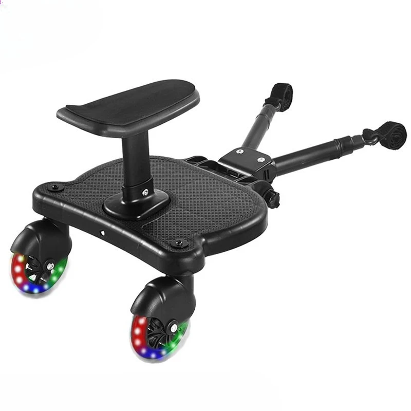 مقطورة عربة أطفال مزدوجة غير قابلة للانزلاق مع لوحة خطوات خلفية قابلة للفصل - تصميم محمول قابل للطي لملحقات سفر الطفل المستقرة #5