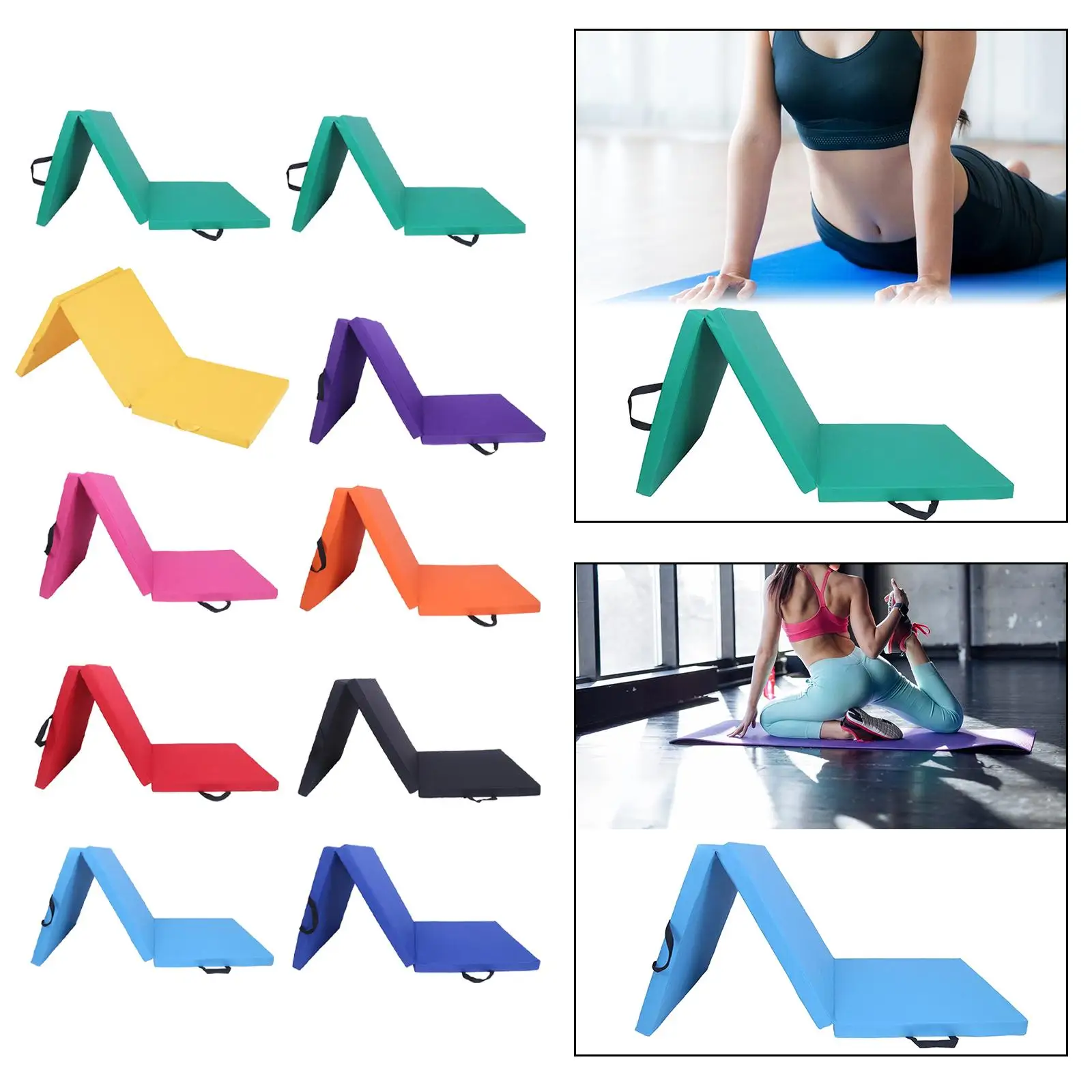 Dreifach faltbare dicke Trainingsmatte, Yoga-Pad für Männer und Frauen, Heim-Fitnessstudio, Yoga-Matte für