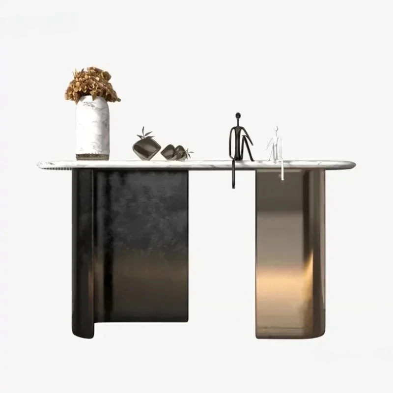 Italian Wrought Iron Console Table for Hallway Luxury Marble Desktop Wall-mounted Entrryway Table Nordic Console Tables z