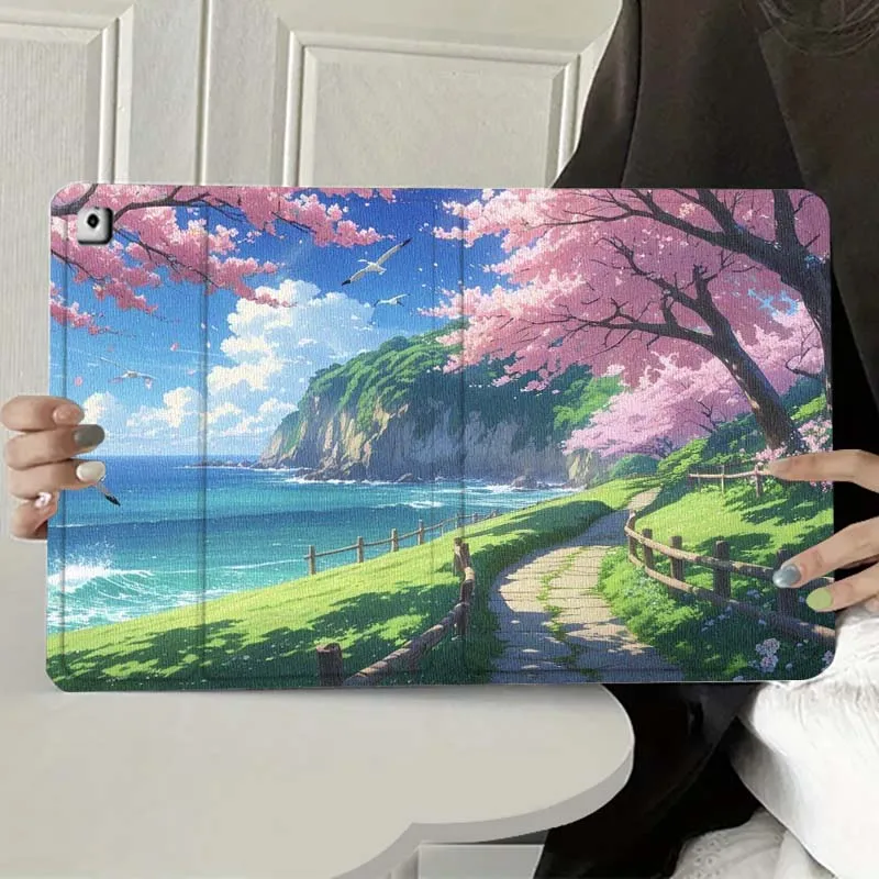 

Art Landscape Flower Tree For Apple iPad Pro Air 13 2 7th 6th 2025 M2 M3 M4 M512.9 13 inch Foldable Tablet Case Gift