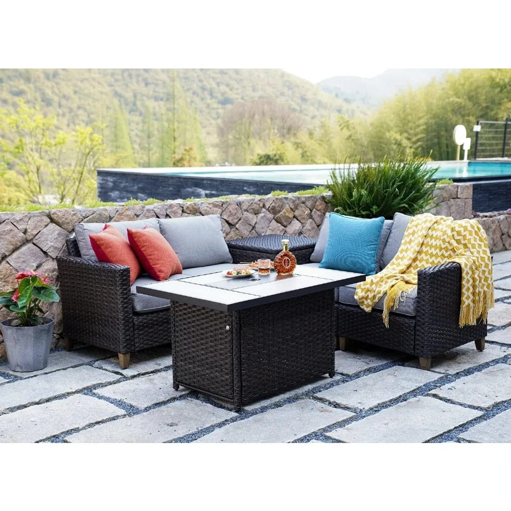 Outdoor Fire Pit Table, Propane Fire Pit Table with Cover/Lid for Patio, 43 Inch Fire Pit