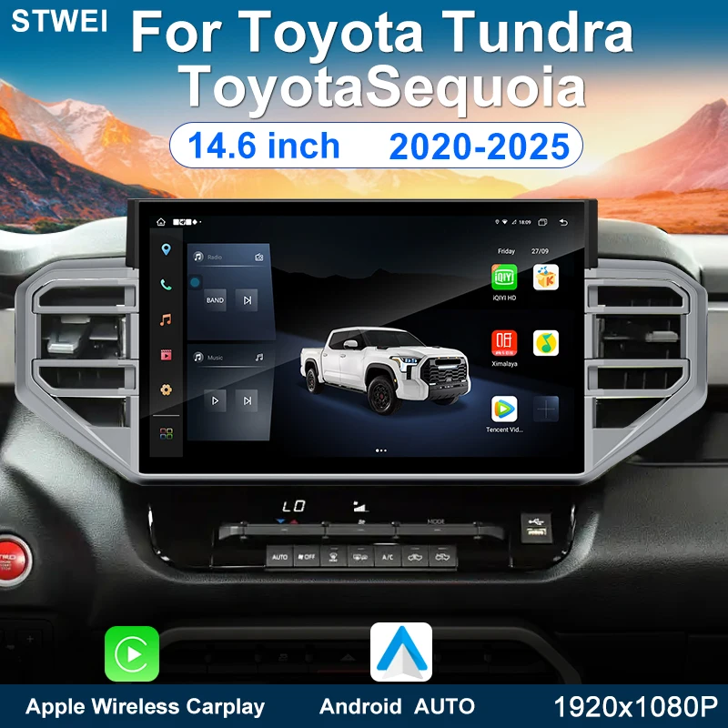 Android 13 For Toyota Tundra Sequoia 2020 2025 14.6-inch car Radio Multimedia Player GPS Navigation Carpet Wireless Android car