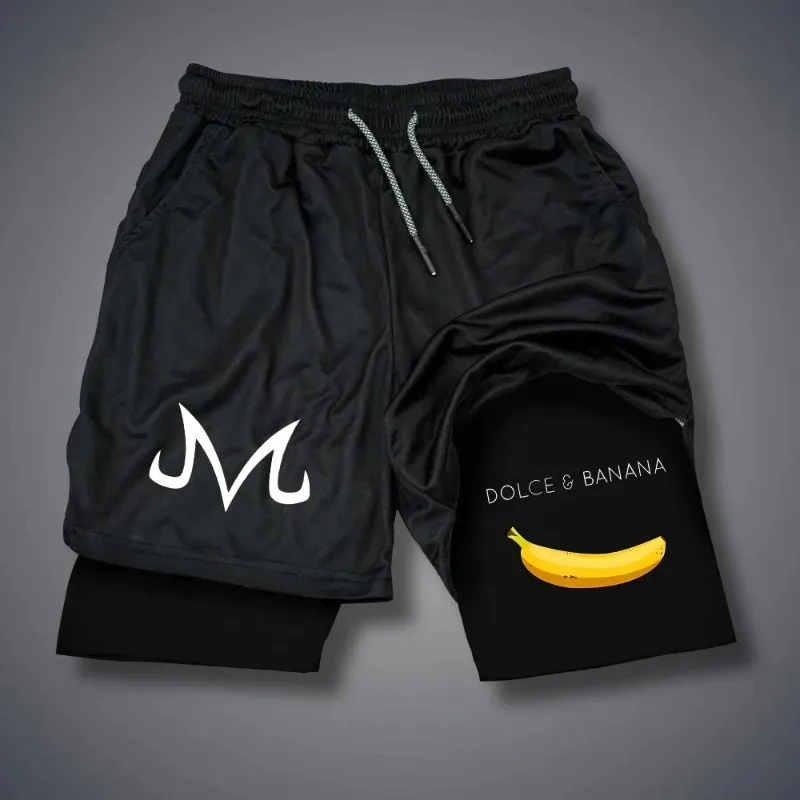 

Летние мужские двухслойные шорты 2-в-1 с индивидуальным принтом курящей обезьяны, быстросохнущие короткие уличные шорты для фитнеса, M-3XL