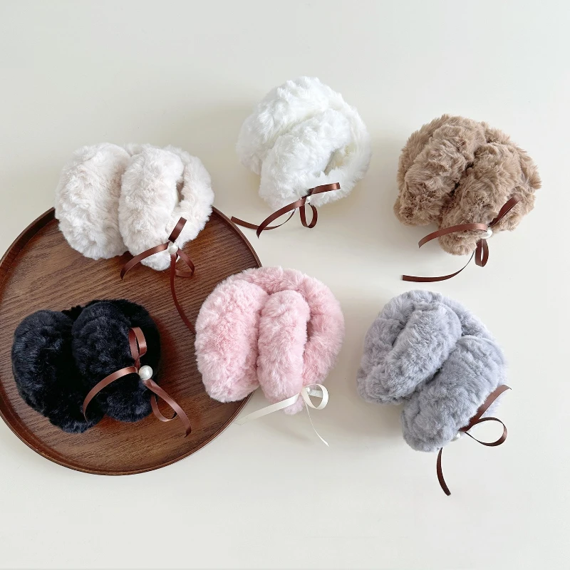 1 шт., зимние теплые плюшевые серьги с жемчугом и бантом для студенток, ветрозащитные теплые серьги с защитой ушей