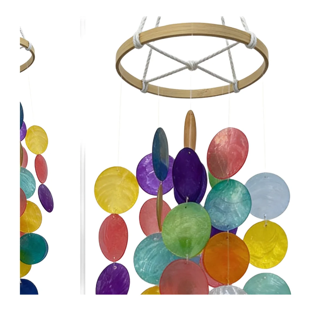 Natural Shell Wind Chime with Bohemian Design for Outdoor and Indoor Use Providing Soothing Sounds and Unique Coastal Decor
