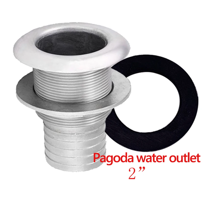 1 pcs Hose Barb Hull Connector Fitting Pagoda Water Outlet And Drain 54mm Yacht Canoe Kayak Fitting Connection Boat 2 inch