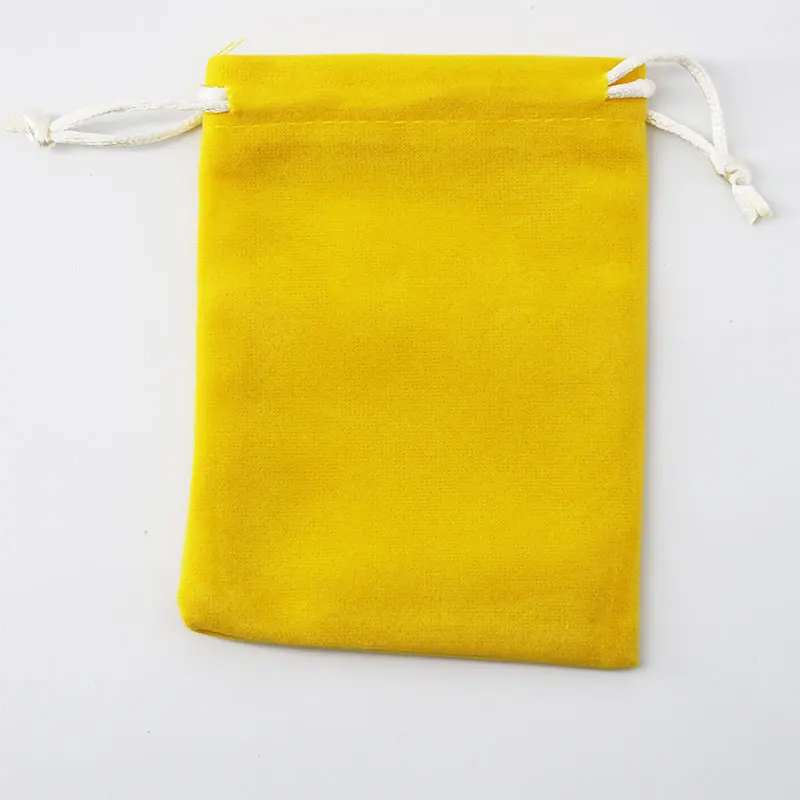 5pcs/lot Fanshionable Jewelry Packaging Bag Bright Yellow Velvet Drawstring Pouch Reusable Item Storage Pouch Custom Logo