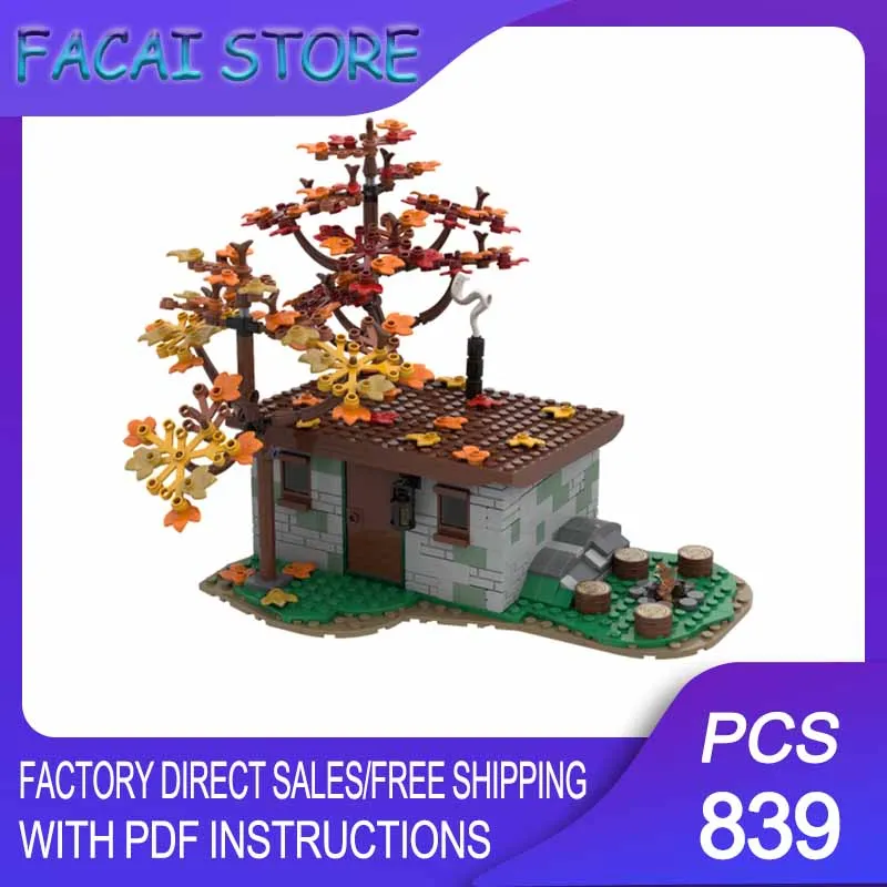 

Moc Building Bricks Modular Garage/Small House For A-Frame Cabin Model Technology Blocks Christmas DIY Toy Construction Gifts