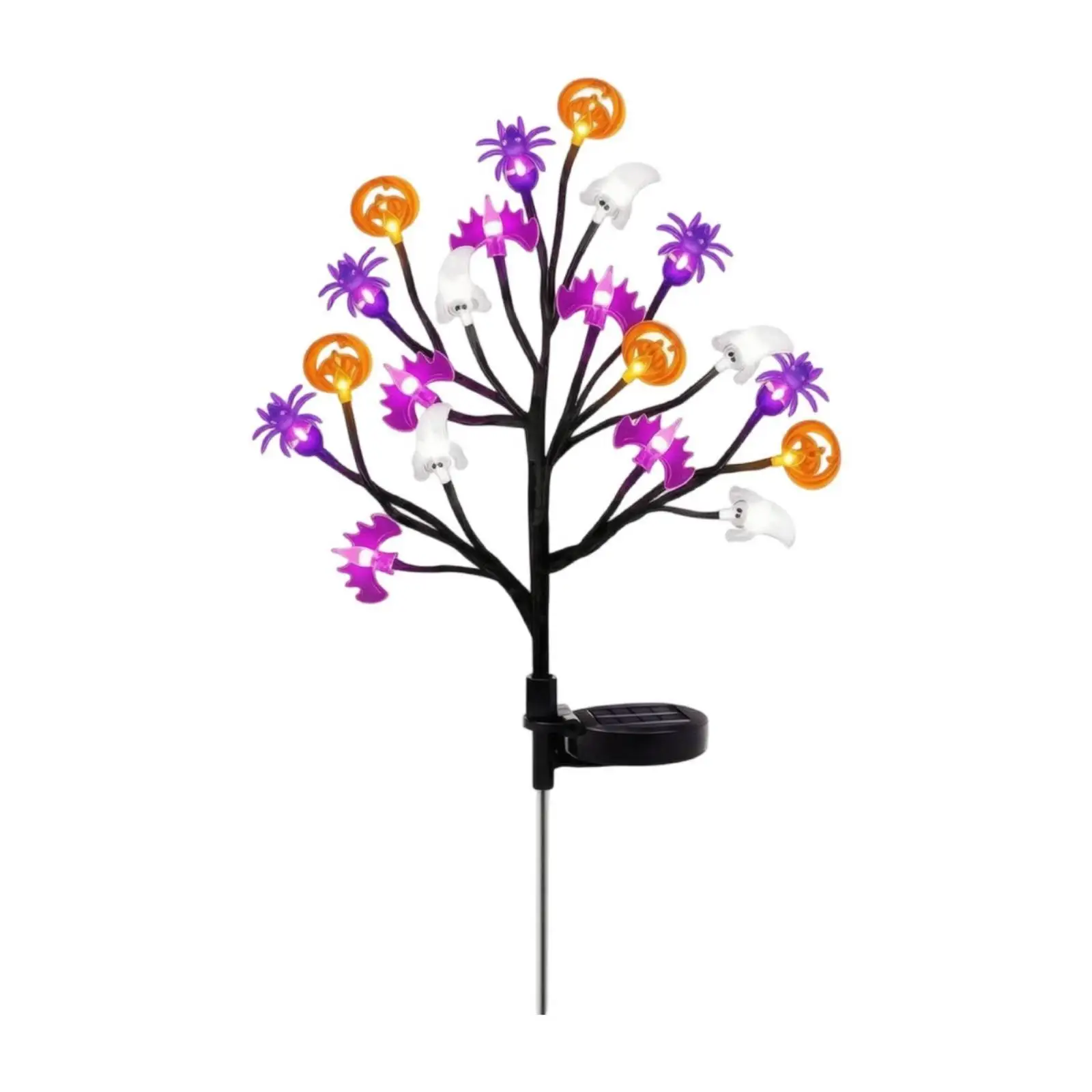 Halloween Solar Stake Light with Pumpkin and Ghost Ornaments for Garden Walkway and Lawn