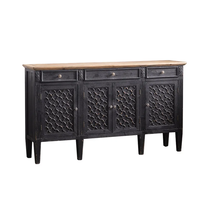 

American retro solid wood porch cabinet, homestay home storage locker, small apartment household dining side cabinet, old cabint