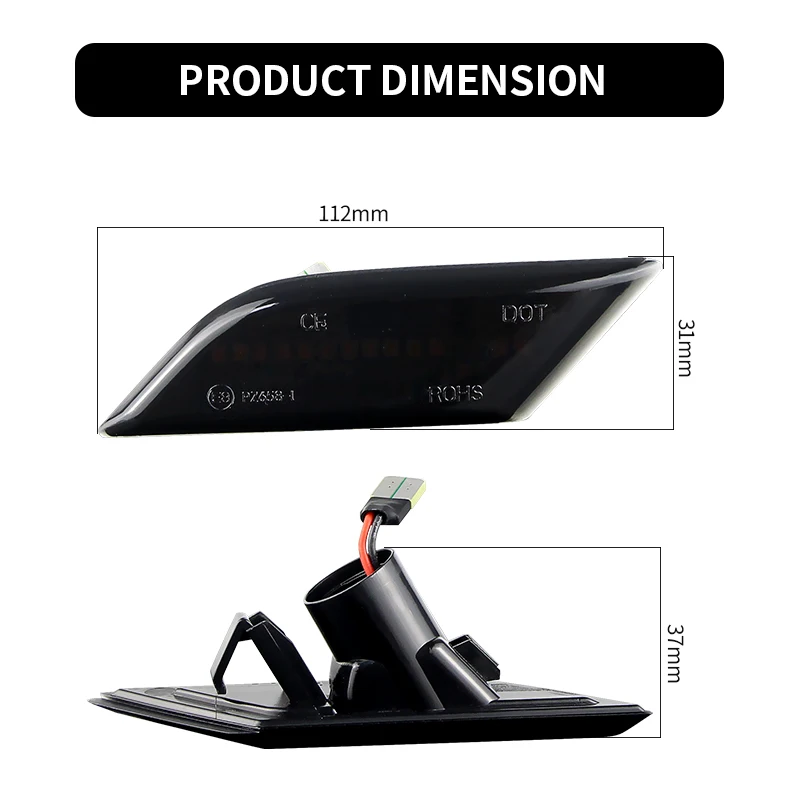 2PCS For VW Transporter T6.1 Facelift 2020-Up LED Side Marker Lamps Turn Signal Lights Plug&Play Error Free Waterproof