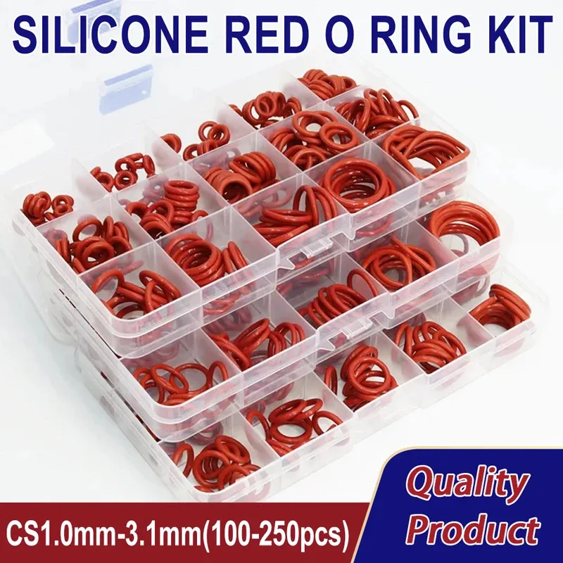 O Ring Gaskets Seal Silicone Red O-ring Sealing Kit Oil Resistant O-rings Rubber Oring High Temperature VMQ Washer CS1.0mm-3.1mm