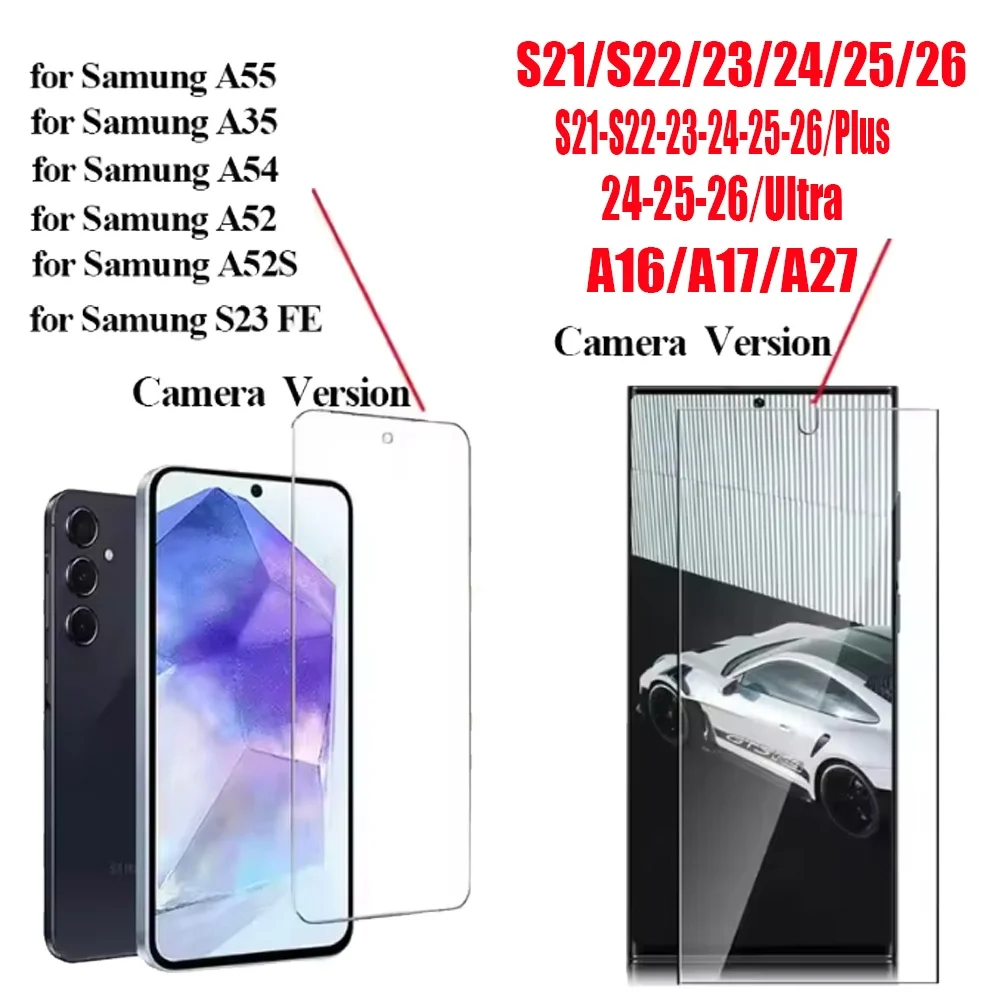 3PCS HD 강화 유리 Samsung A17 A27 A37 A57 A16 A26 A36 A56 A55 A53 A54 A35 A25 A15 화면 보호기 Samsung Galaxy S26 S25 S24 Ultra Screen Protector Glass 삼성 갤럭시 S24 FE S23 플러스 S22 S21 Plus 전면 이미지