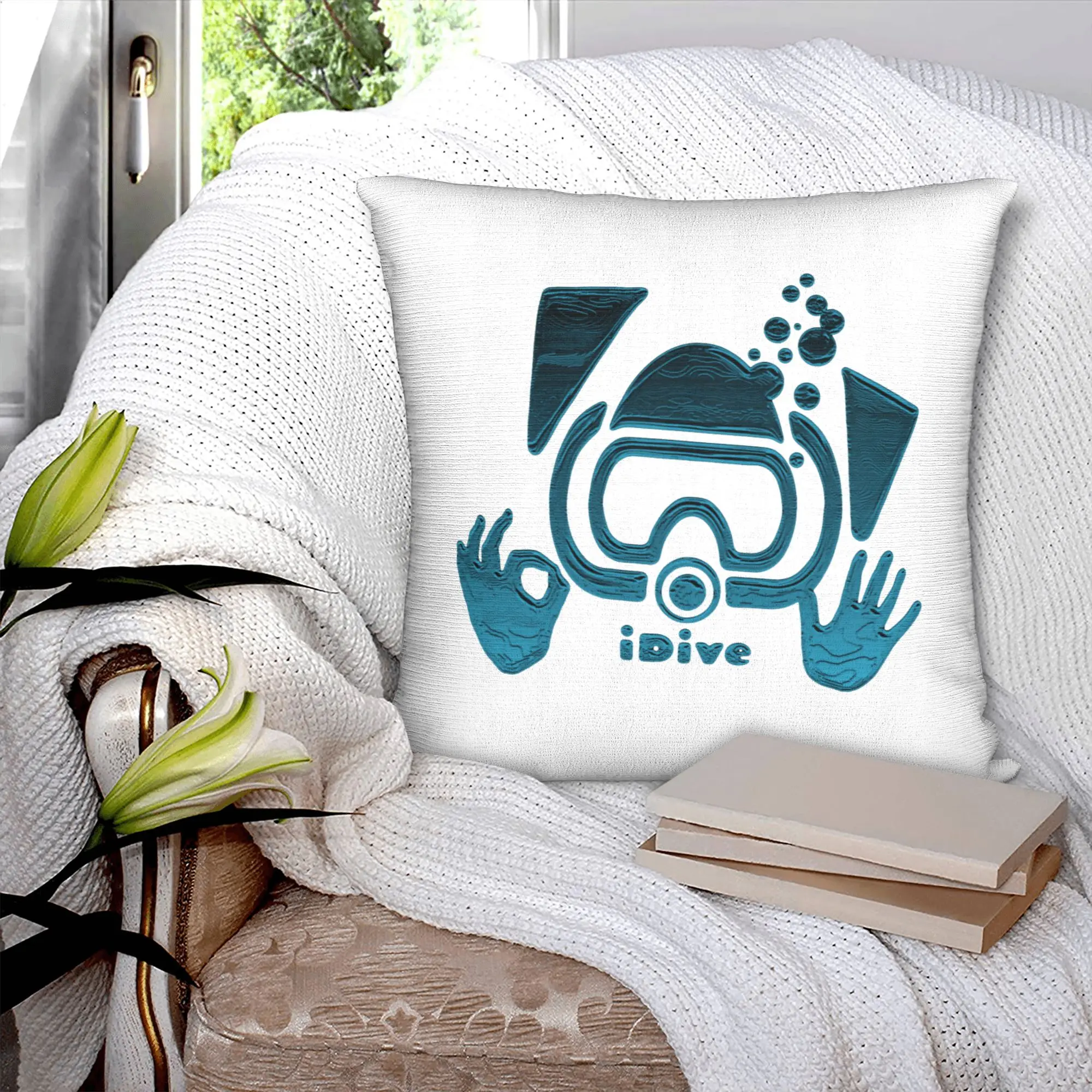 Scuba Dive Aqua Blues iDive OK Nordic Throw Pillow Cover Home Decorative  Car Cushion