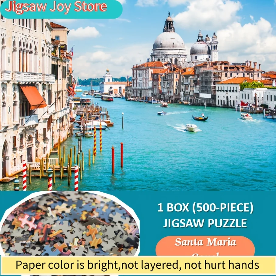 

Пазл «Канал Санта-Мария» — 1 коробка, большие прямоугольные картонные элементы с ярким изображением городского пейзажа Венеции, идеально подходит для взрослых.