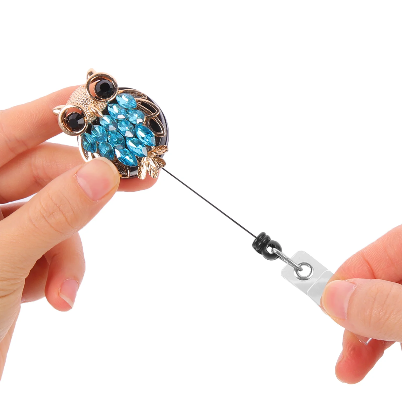 قابل للسحب حامل كليب البومة على شكل مشبك لبطاقة الهوية اسم العلامة العمل المدرسة الأحداث تلسكوبي شارة كليب شارة الزخرفية #1