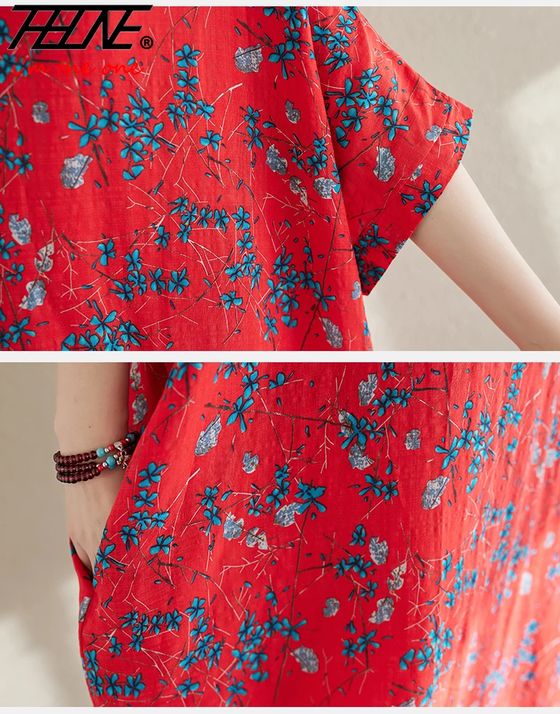 Women Dresses Plus Size Maxi Long Bohemian Para Mujer Summer Elegant Boho V-Neck Floral Print Vintage Dresses Vestidos Femenino