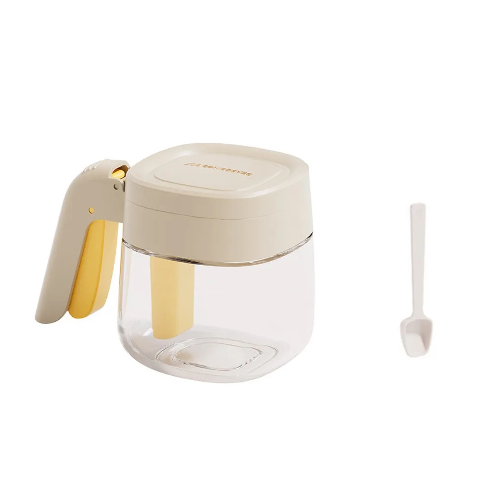 

Flip Top Glass Seasoning Box Sealed Moisture-proof Condiment Seasoning Jars with Spoon Dustproof Spices Container for Home