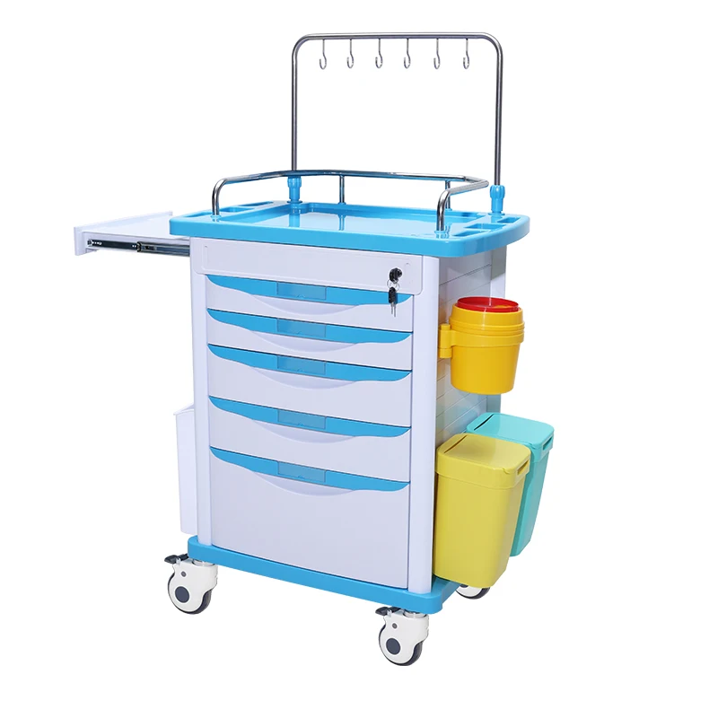 MT MEDICAL Plastic ABS Emergency Crash Cart Medical Medicine Trolley For Clinic Infusion And Anesthesia Instrument Use