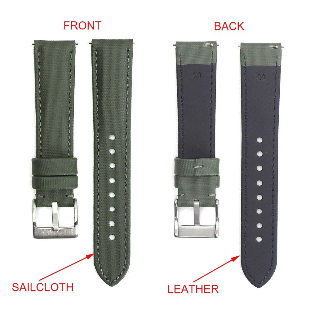 Pulseira de tecido impermeável, Qualidade Sailcloth Watch Strap, Qucik Release Wristband, Cinto Acessórios, 18mm, 19mm, 20mm, 22mm