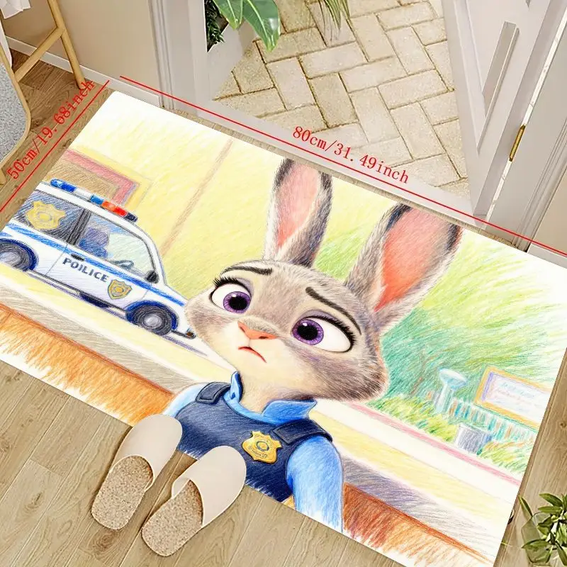 

1 шт. Disney Zootopia Judy Hopps полицейский кролик мультфильм аниме напольный коврик (около. 80x50 см / 31,5x19,7 дюйма), Яркая детская спальня Livin