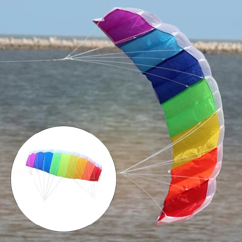 free shipping rainbow dual line stunt power kite large Parafoil kites for adults flying kitesurf new beginner factory parachute