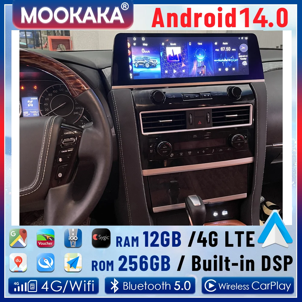 Android 13 Auto Radio Audio For Nissan Armada 2010-2022 Y62 Amanda CarPlay GPS Navigation Stereo Tape Recorder 16 Inch Head Unit