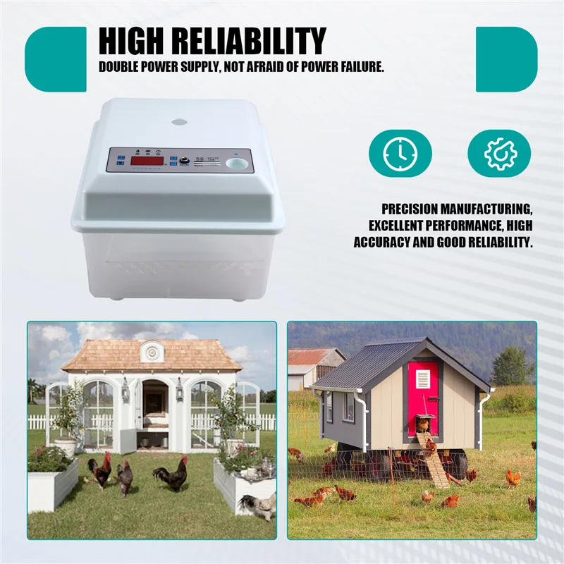 AT13 US Plug 20Pcs Egg Incubator Set For Small Scale Farming - Semi Automatic Chicken, Duck, Bird Egg Brooder