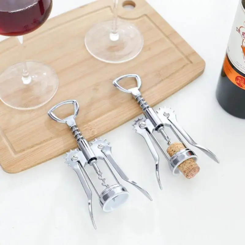 1pc Wine Bottle Opener 2-in-1 Stainless Steel Bottle Can Spiral Corkscrew Beer Bottle Opening Tool Kitchen Accessories
