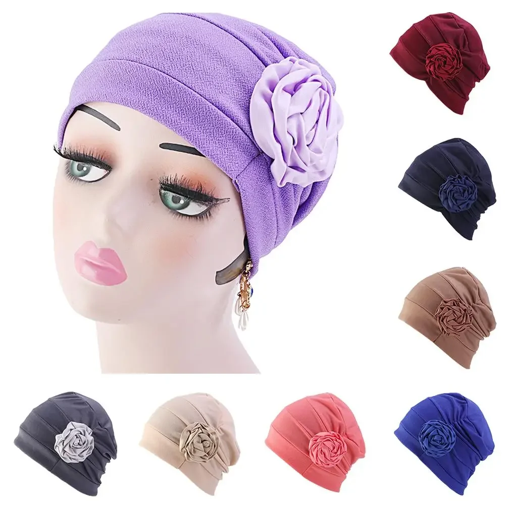 2025 New Hot Women Floral Beanie Hat Stretch Muslim Turban Hat Chemo Cap Wrap Cap Fashion Hats Hair Loss Cap Head Scarf Fashion