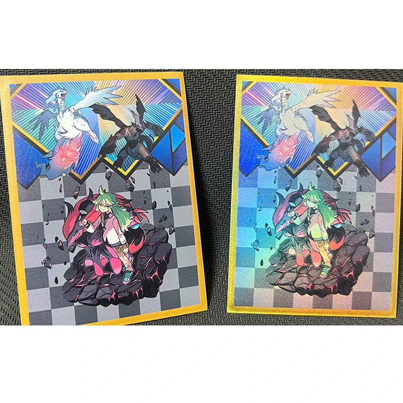 61Pcs/set 66X91Mm Diy Self Made Trainer N Card Sleeves Color Flash Zekrom Reshiram Card Protective Cover Anime Cards Gift Toys