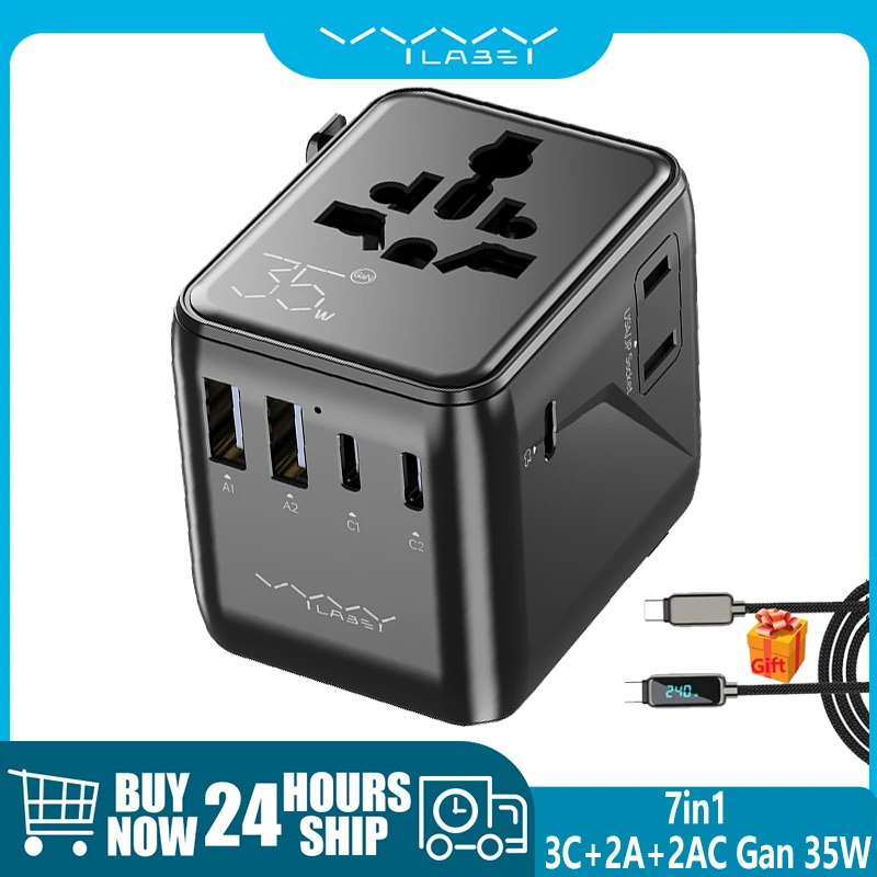 

Vyvylabs 35W GaN Fast Charger Quick Charge Travel Adapter 2A+3C Portable Travel Charger for Laptop iPhone 17 16 15 Wall Charger