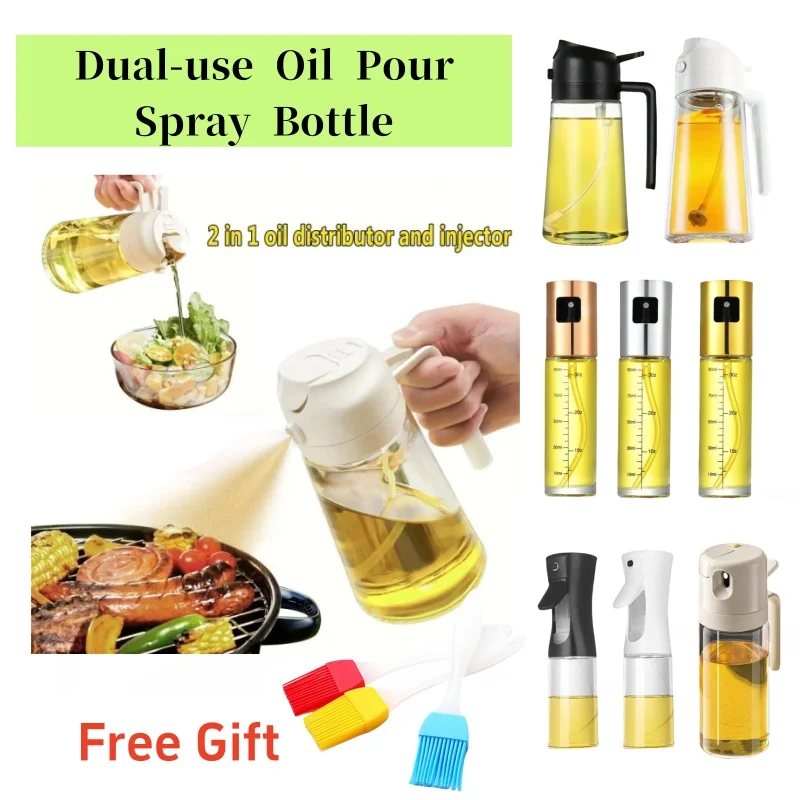 Kitchen Oil Spray Bottle Household Spray Pour Dual-use Air Fryer Olive Oil Cooking Oil Barbecue Spray Atomized Oil Spray Bottle