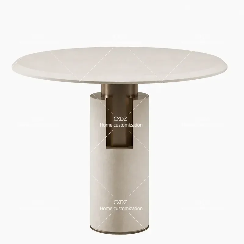Modern Light Luxury Marble Round Dining Table for Hotel Club Sales Office Reception and Meeting Room Negotiation