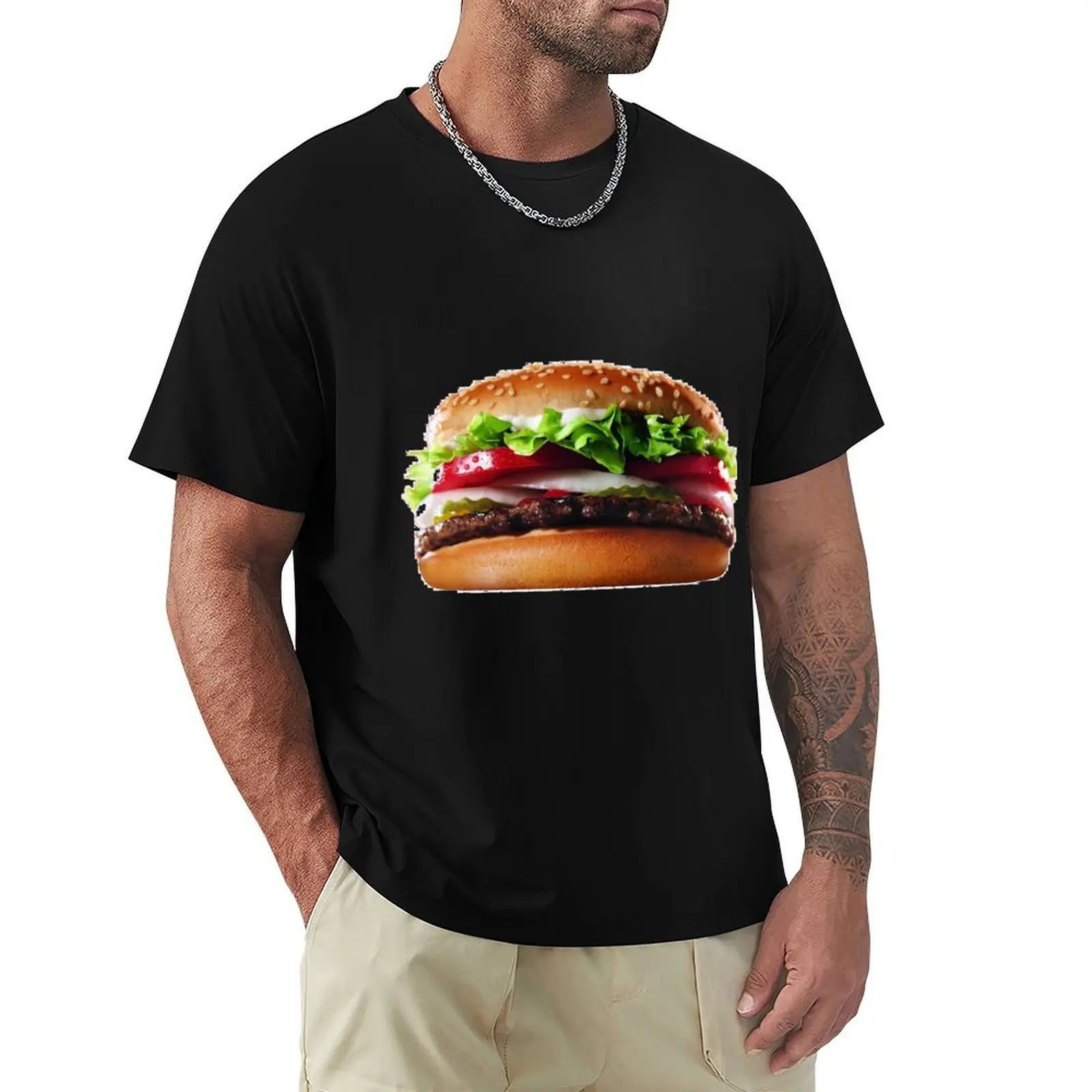 Hamburger T-Shirt Comfortable Workout Short Sleeve Shirt