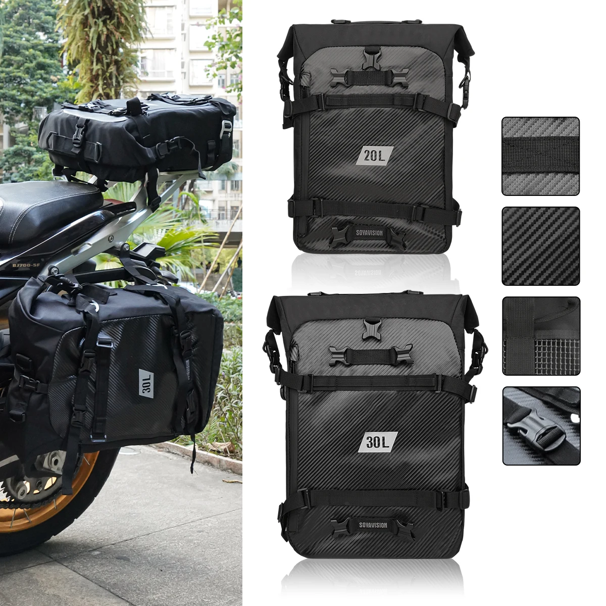 Universal Motorcycle Crash Bar Bag Saddlebag Frame Side Bumper Luggage For BMW R1250GS Adventure R1200GS lc