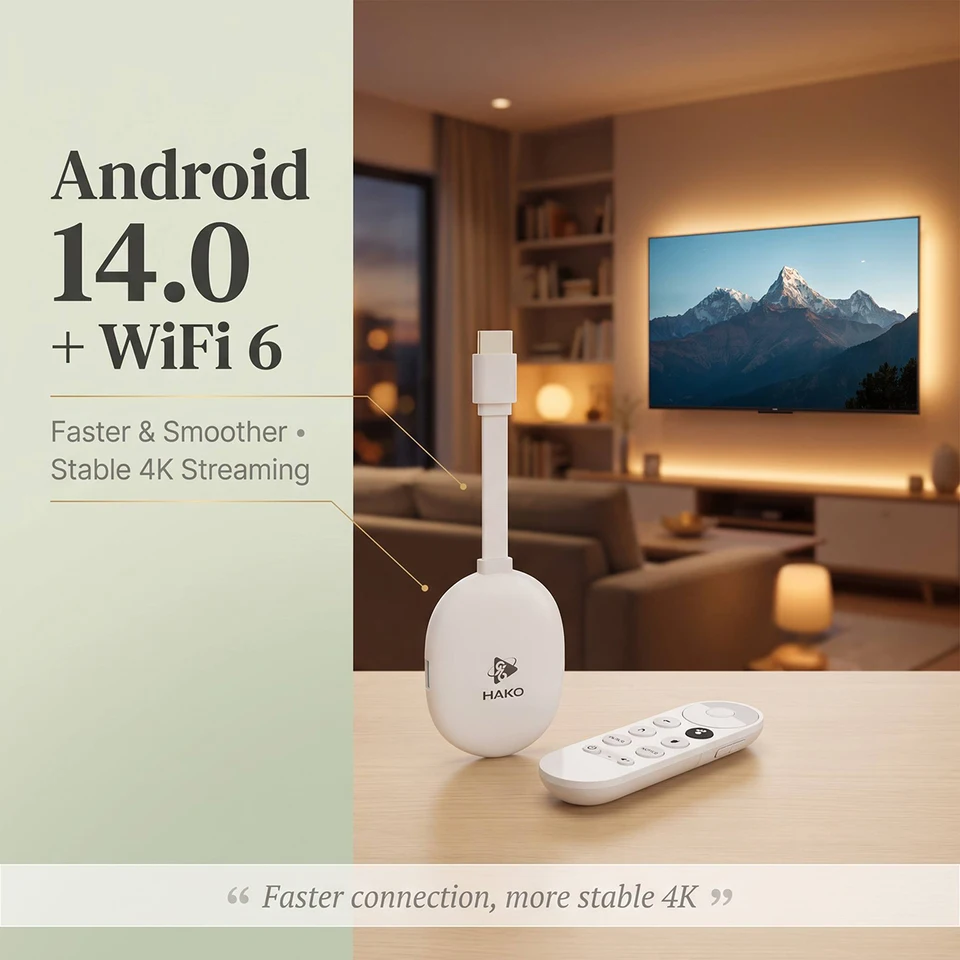 TV Stick Android 14 RK3518 Quad Core Smart TV Stick con soporte de decodificación de video HD 4K, reproductor multimedia para el hogar, TV Stick de transmisión 3