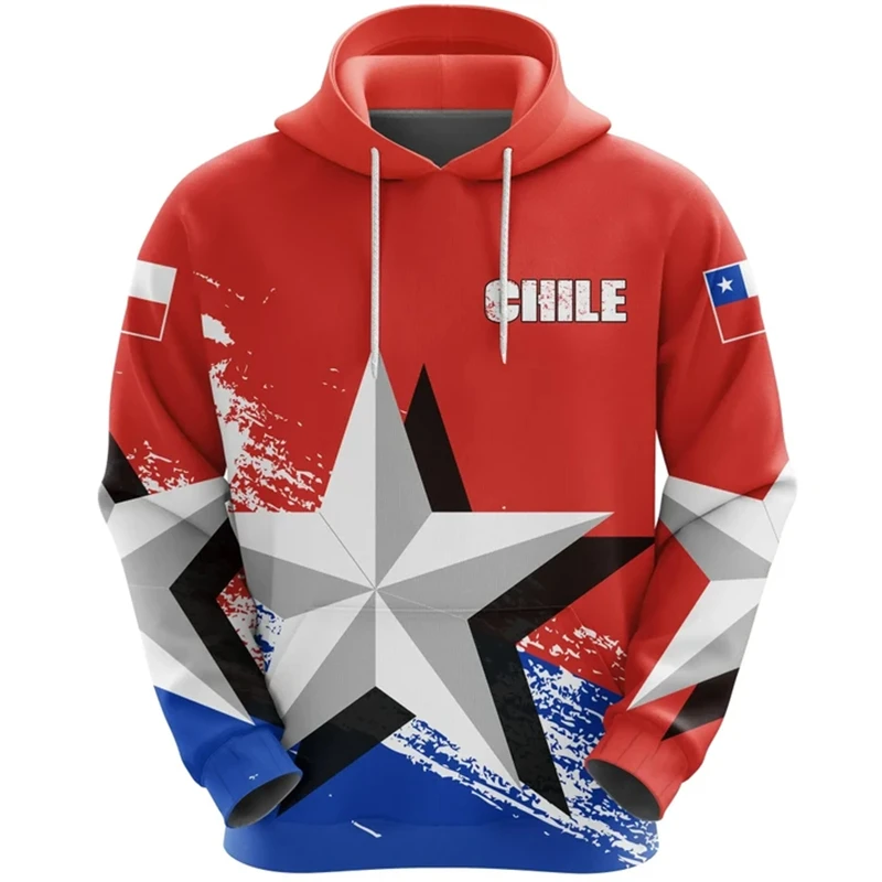 

Country Flag CHILE Graphic Hoodies For Male Casual Hooded Pullovers Fashion Men's Cltohing 3d Printing Swaetshirts