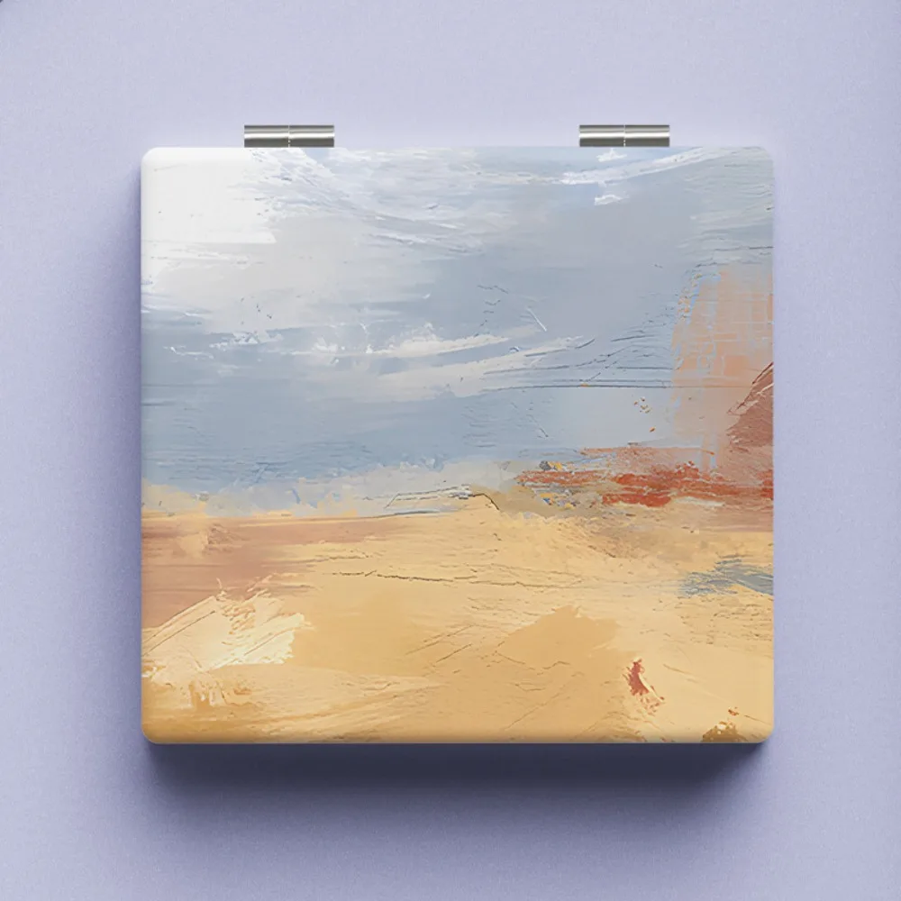 Abstract olieverfschilderij stijlpatroon opvouwbare make-upspiegel cosmetische spiegel draagbare draagbare zakspiegel dubbelzijdig mini