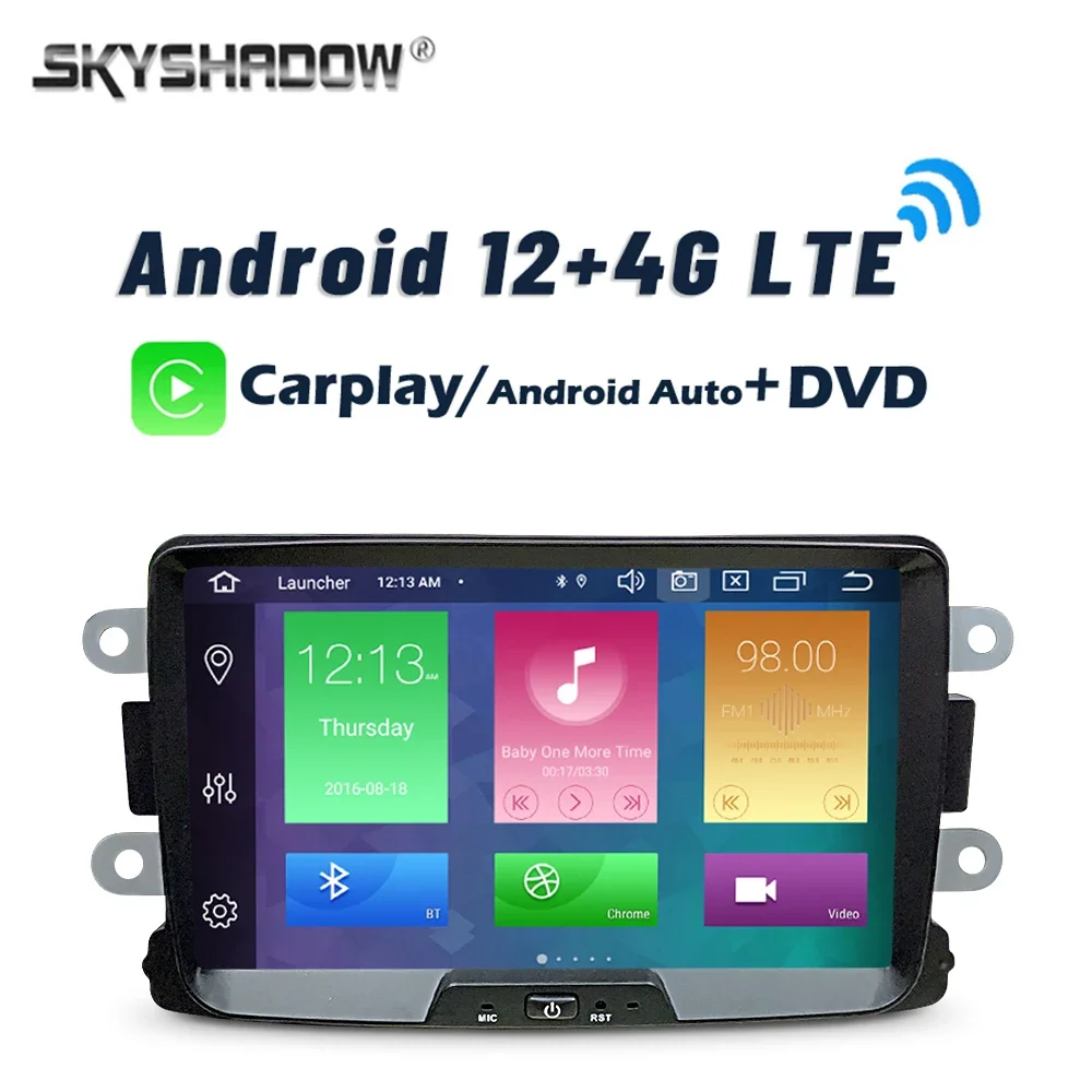 Carplay DSP 4G LTE Android 12.0 8G+128G 8Core Car DVD Player GPS RDS Radio Wifi Bluetooth For Dacia Renault Duster Logan Sandero